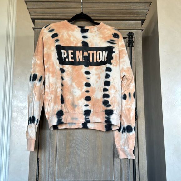 PE Nation Score Runner Sweatshirt Coral Gold Tie Dye size small/ petite - Picture 6 of 13